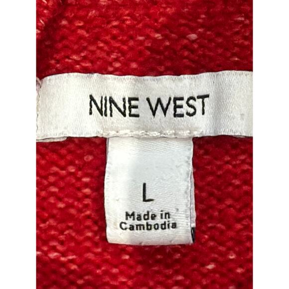 Nine West Sweater Womens Red LG High Neck LS Pullover Christmas Holiday Winter - Picture 4 of 6